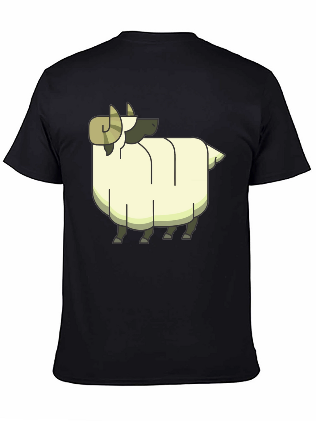 Cartoon Ram Graphic Tee - Black Cotton Casual Shirt