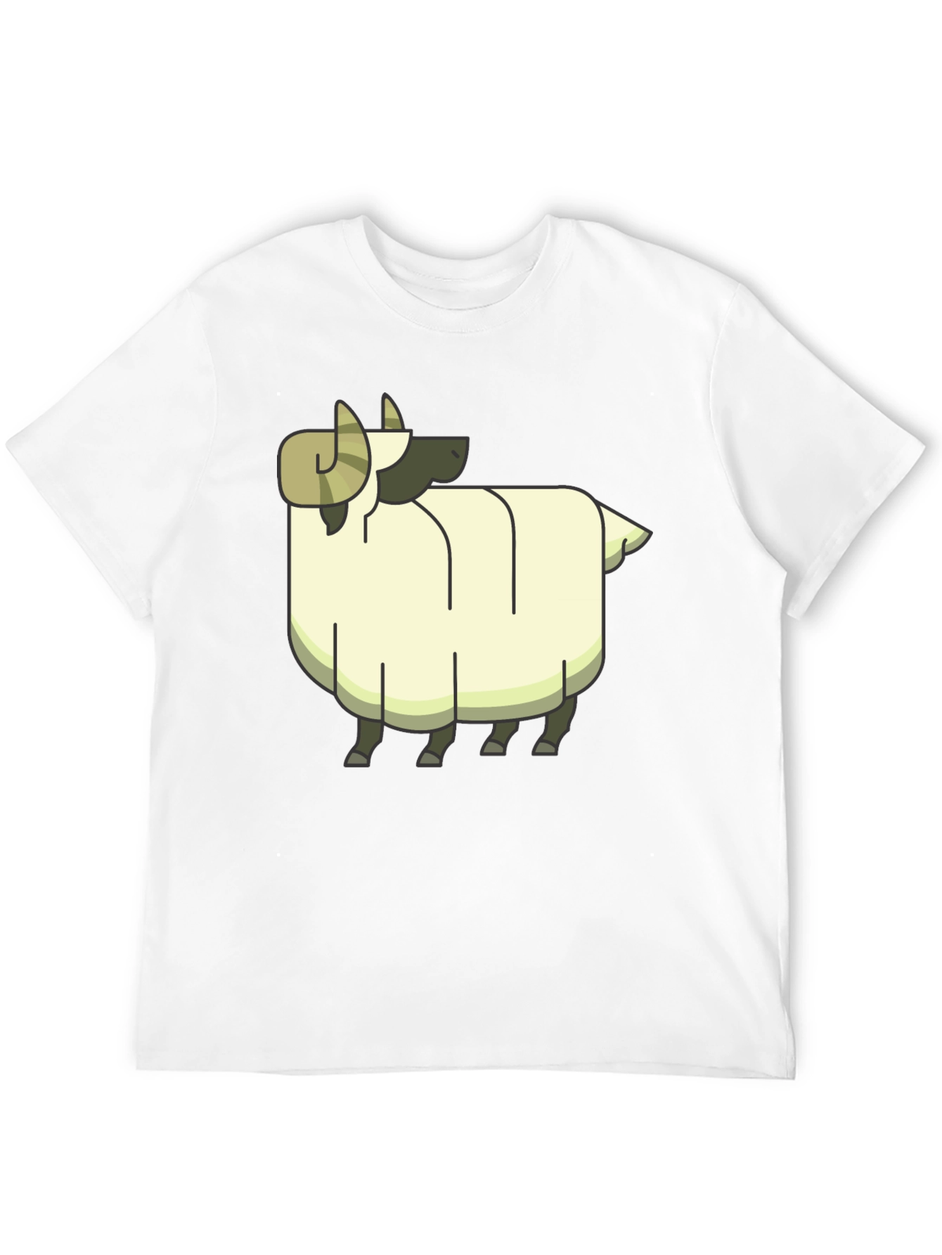Cartoon Ram Graphic Tee - Black Cotton Casual Shirt