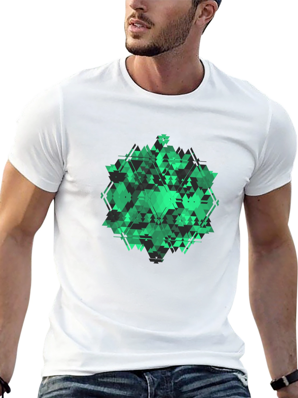 Geometric Green Graphic Tee - Modern Style