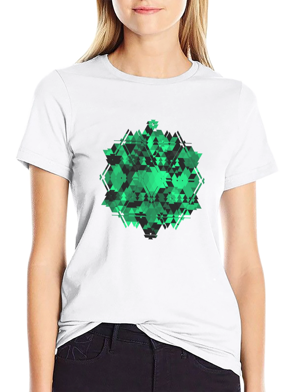 Geometric Green Graphic Tee - Modern Style