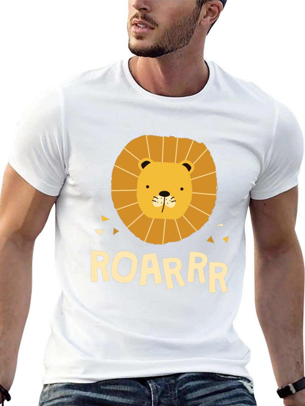 Lion Graphic Tee - ROARRR - Black Cotton T-Shirt