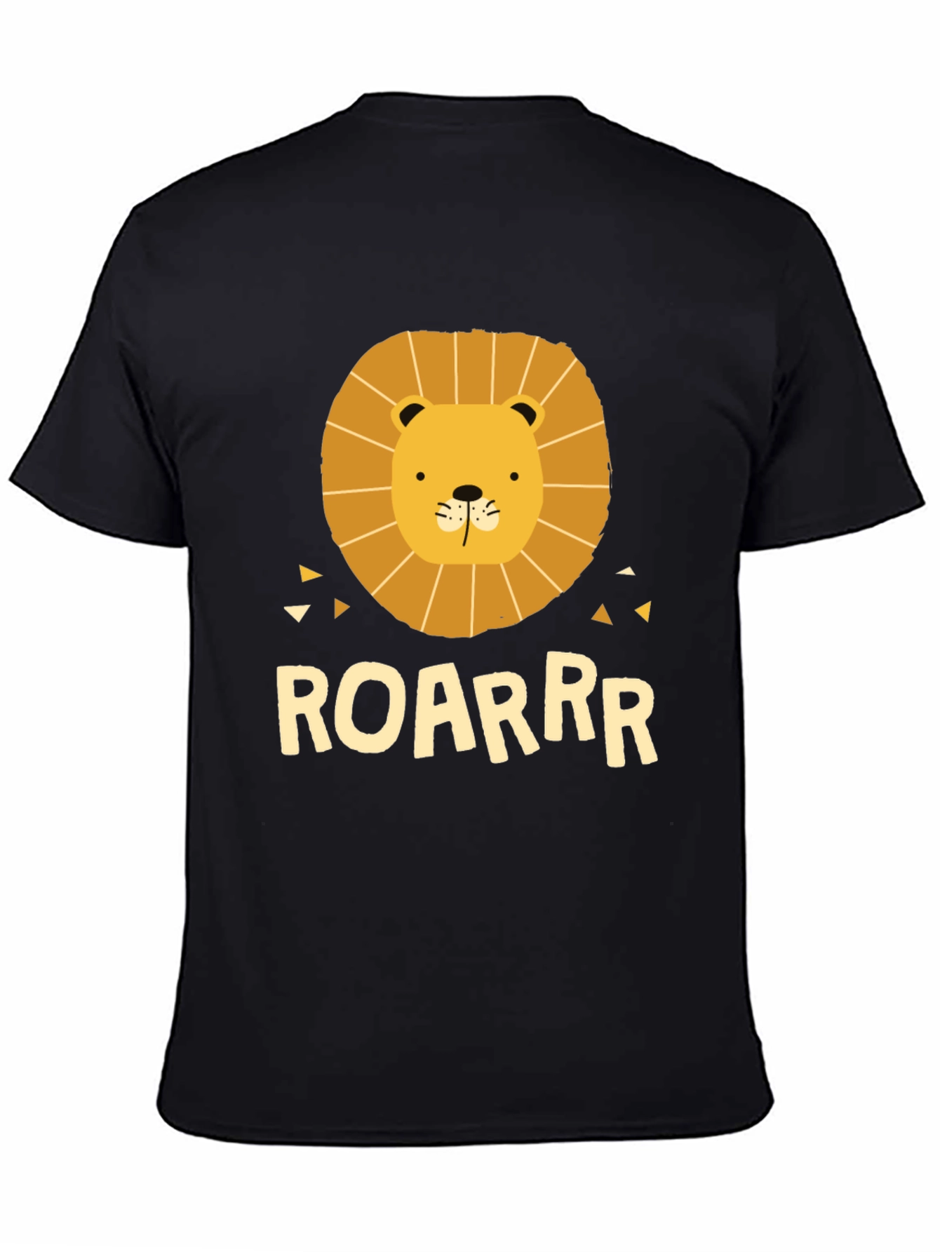 Lion Graphic Tee - ROARRR - Black Cotton T-Shirt