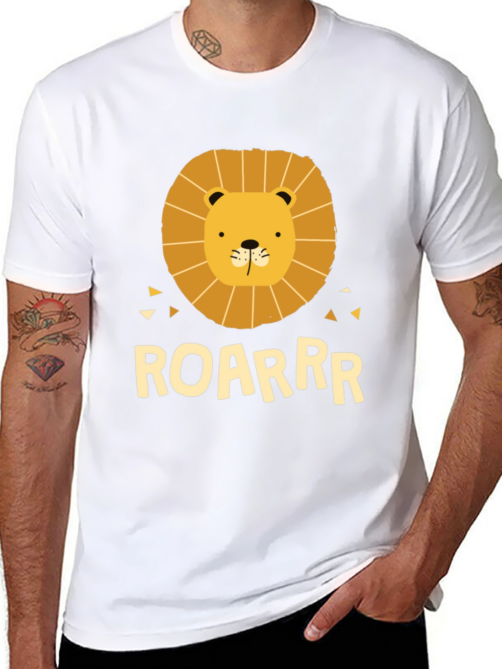 Lion Graphic Tee - ROARRR - Black Cotton T-Shirt