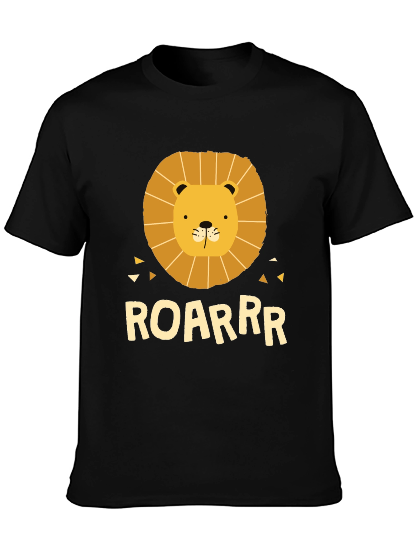 Lion Graphic Tee - ROARRR - Black Cotton T-Shirt