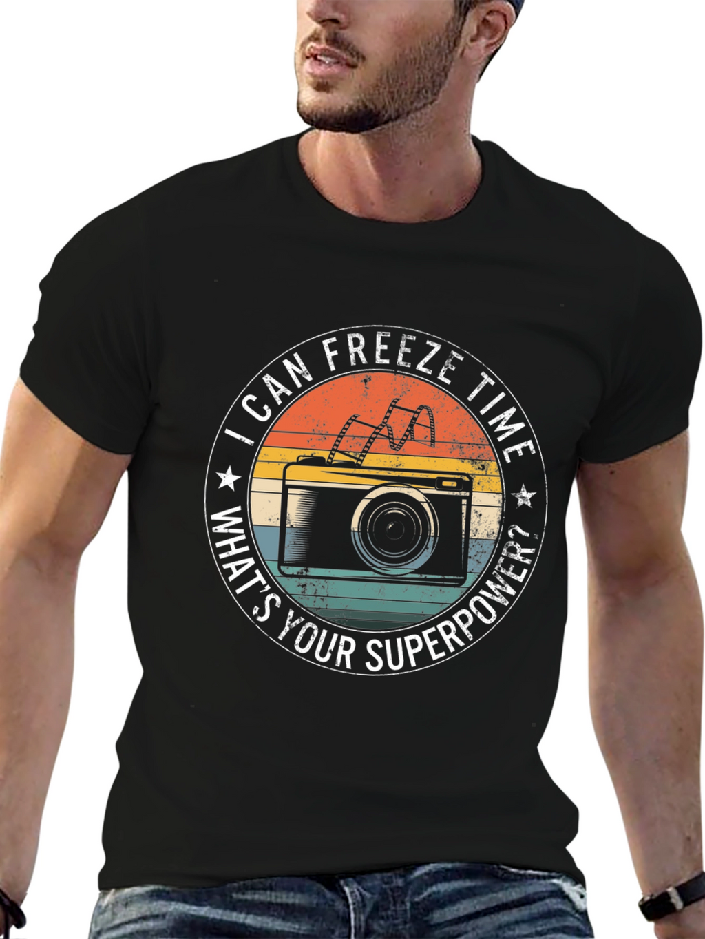 Freeze Time Photographer T-Shirt Camera Superpower Tee