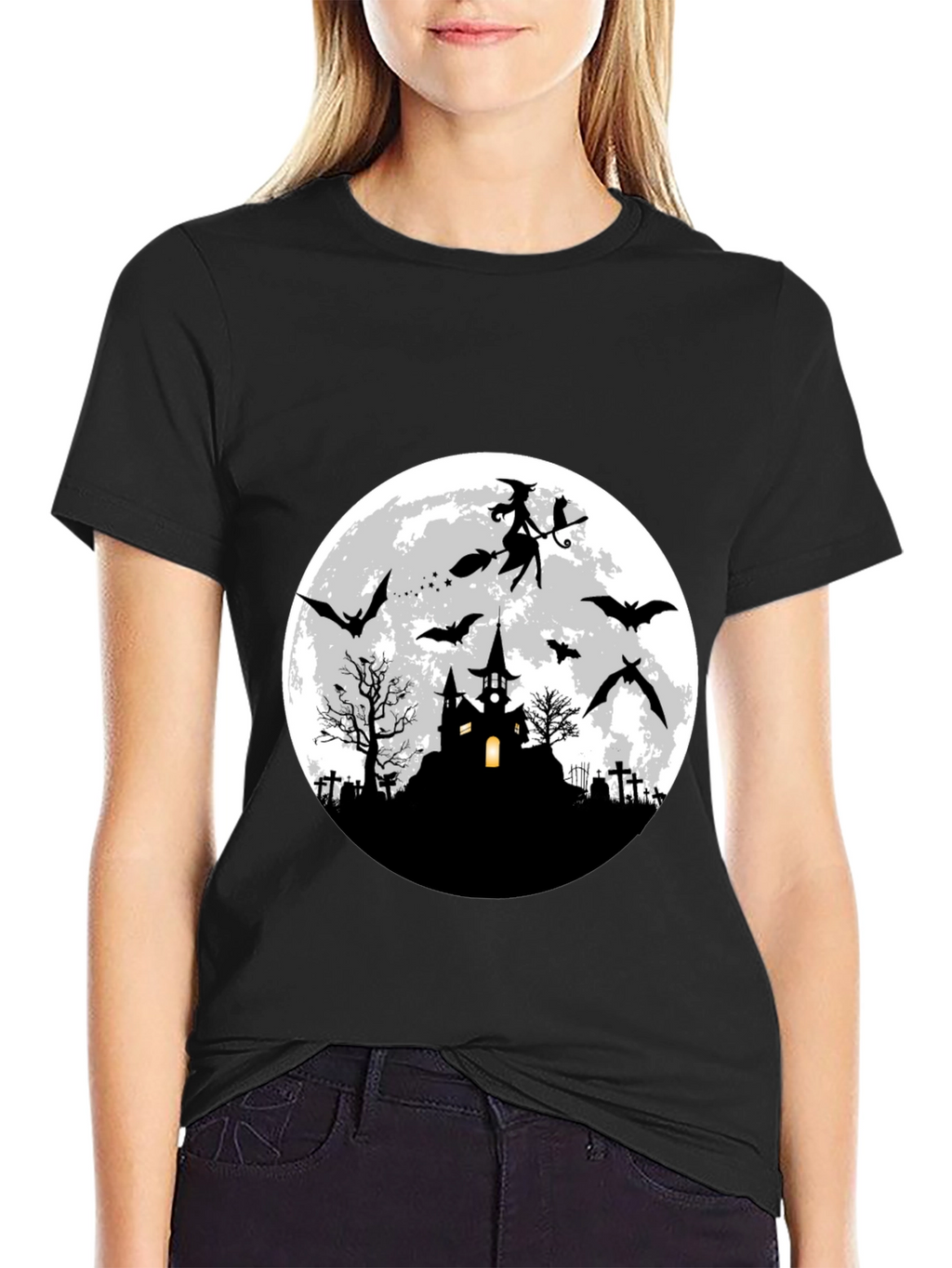 Halloween Witch & Bats T-Shirt