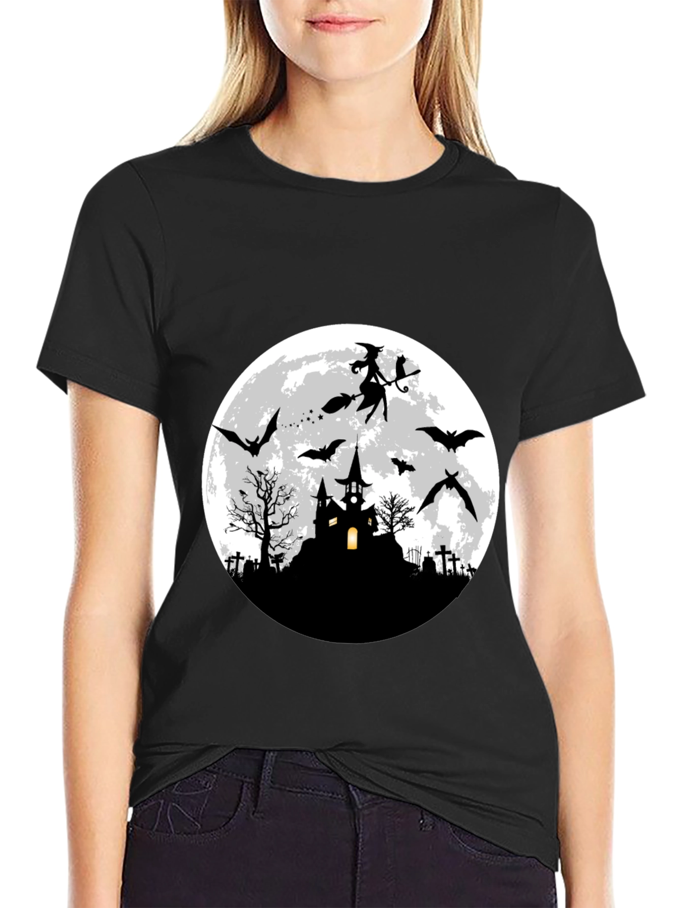 Halloween Witch & Bats T-Shirt