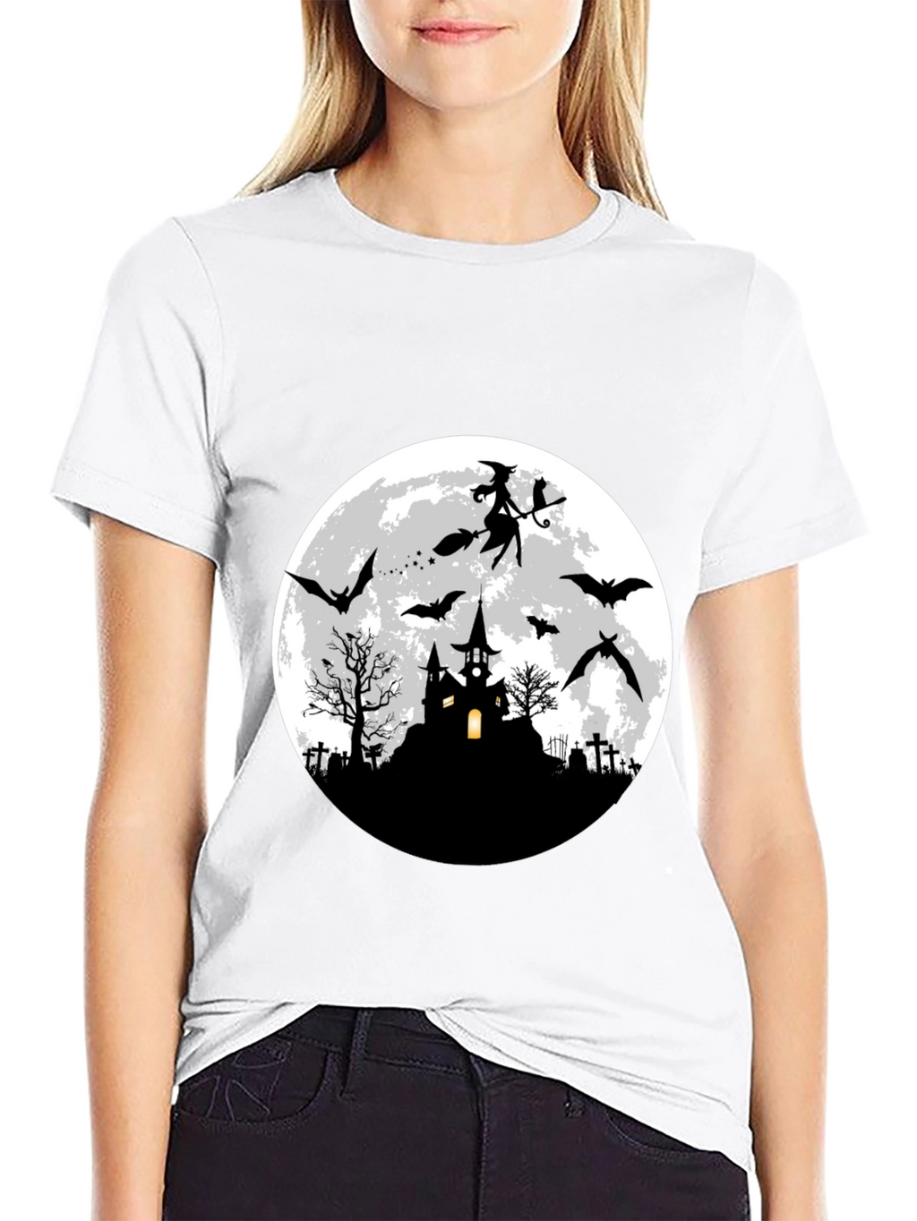Halloween Witch & Bats T-Shirt