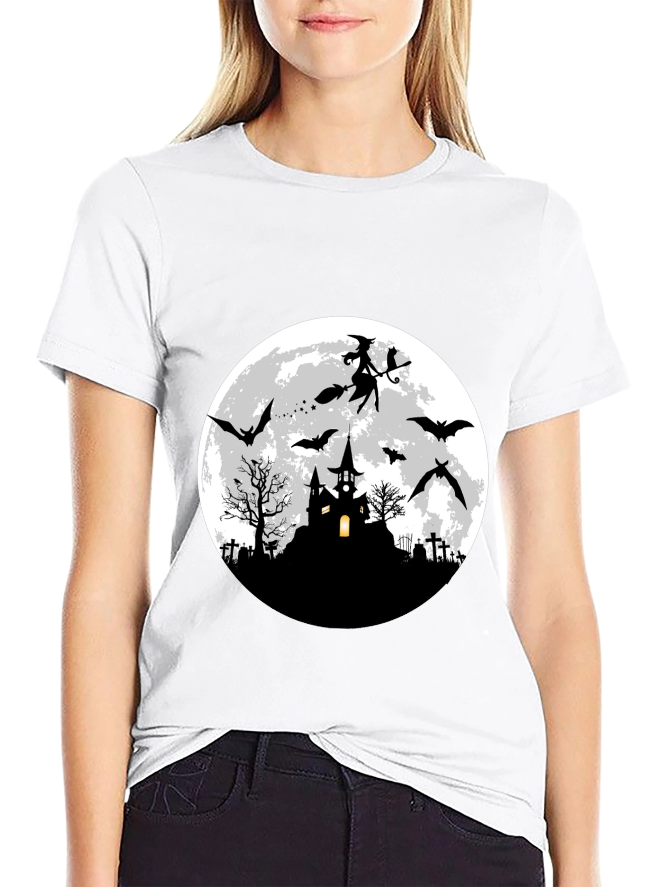 Halloween Witch & Bats T-Shirt