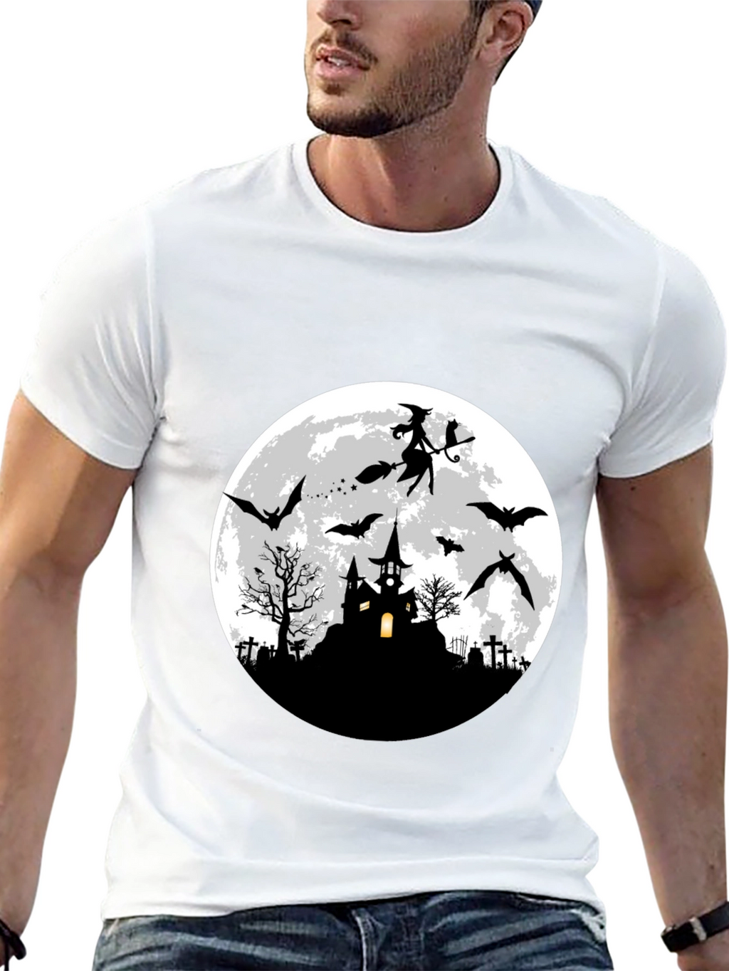 Halloween Witch & Bats T-Shirt