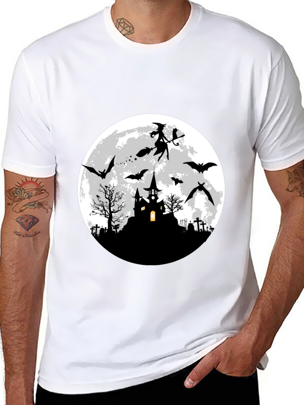 Halloween Witch & Bats T-Shirt