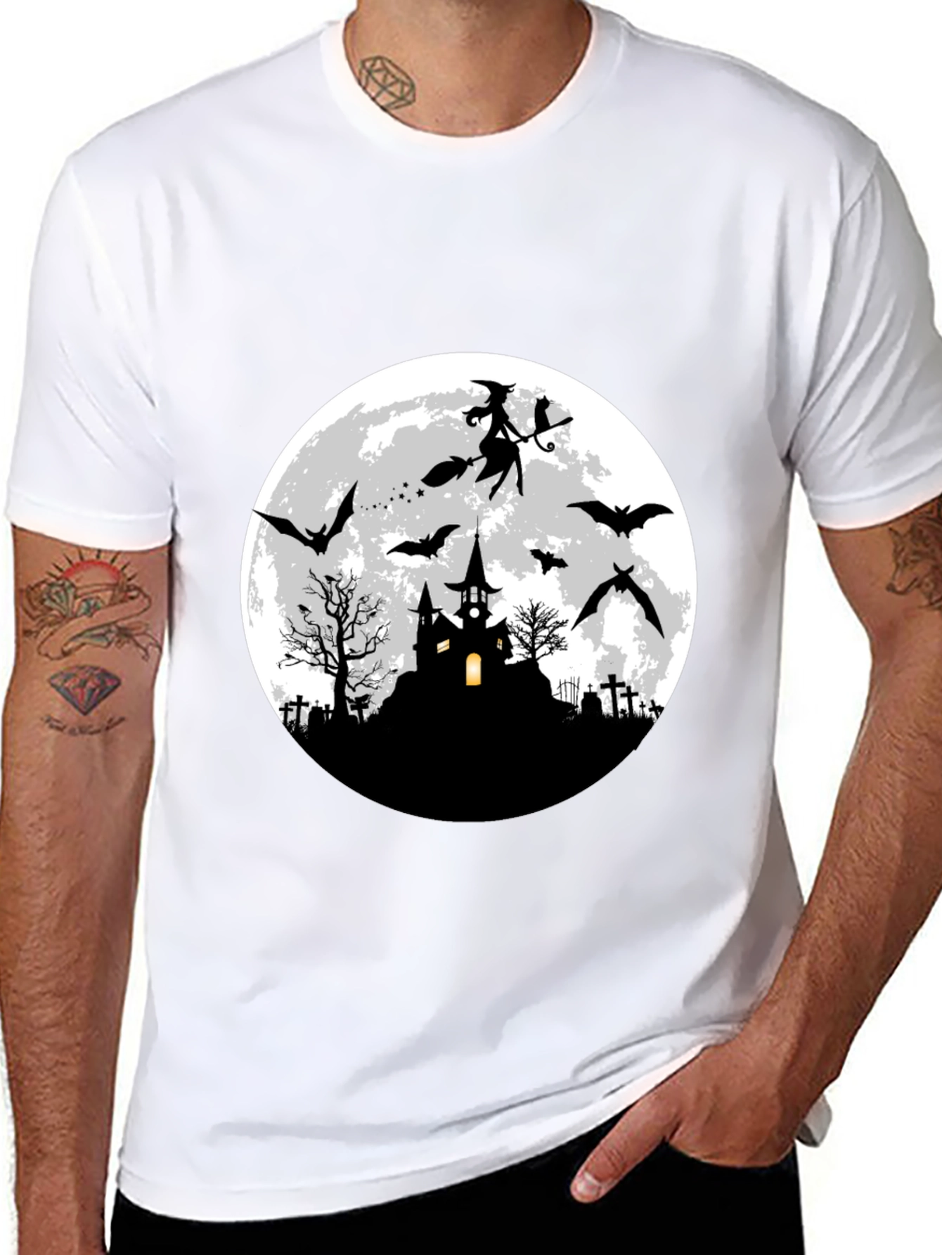 Halloween Witch & Bats T-Shirt