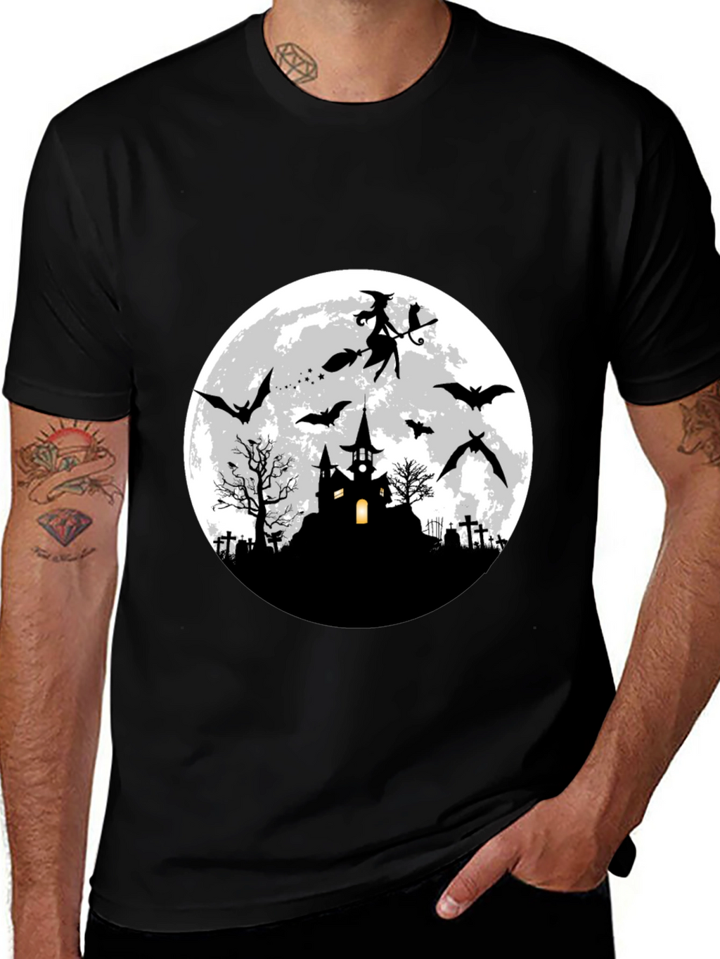Halloween Witch & Bats T-Shirt