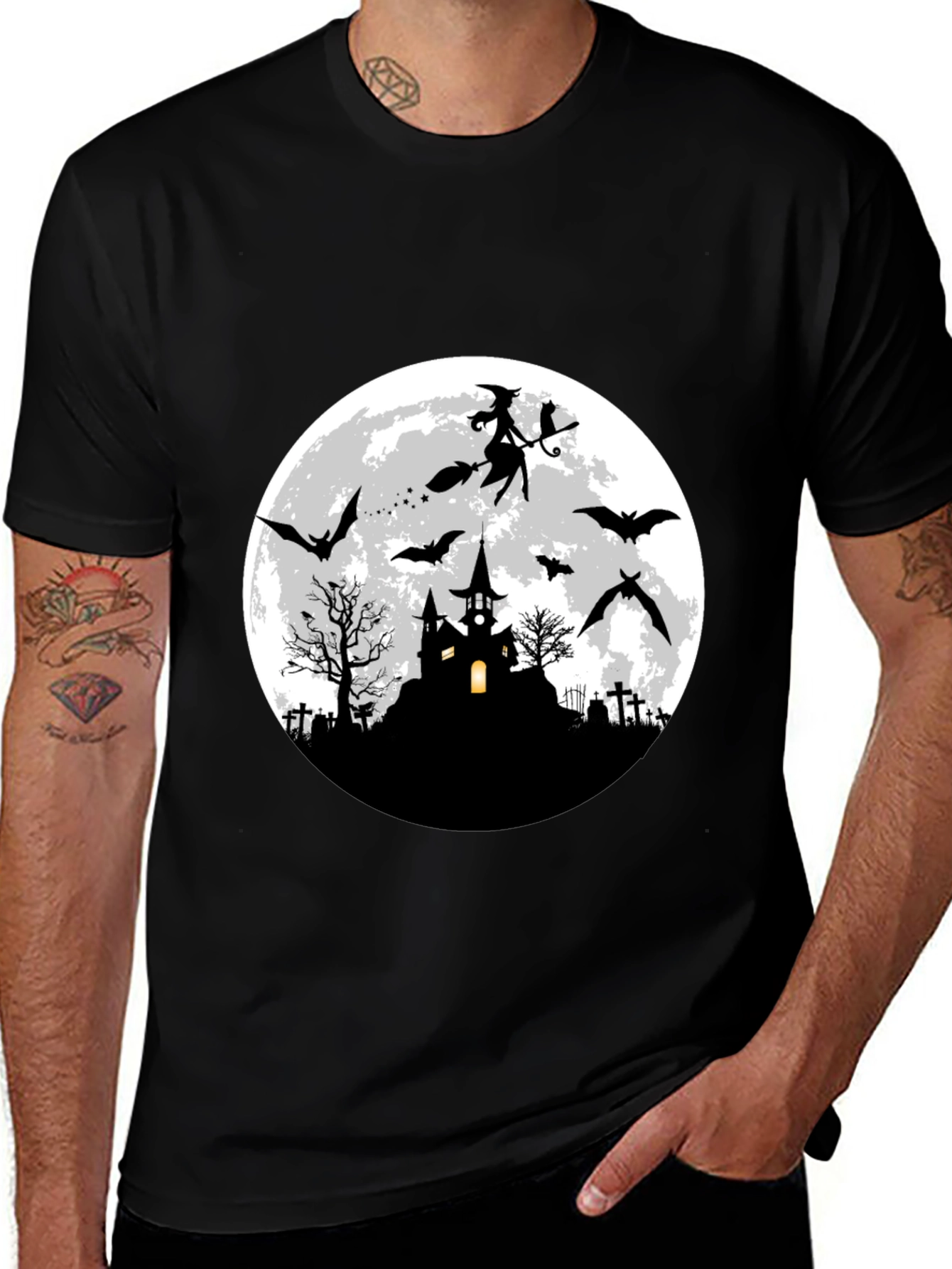 Halloween Witch & Bats T-Shirt