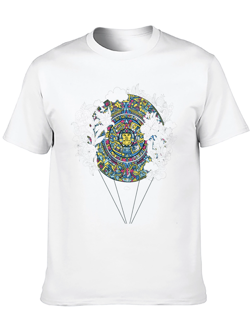 Aztec Calendar Graphic Print Black T-Shirt