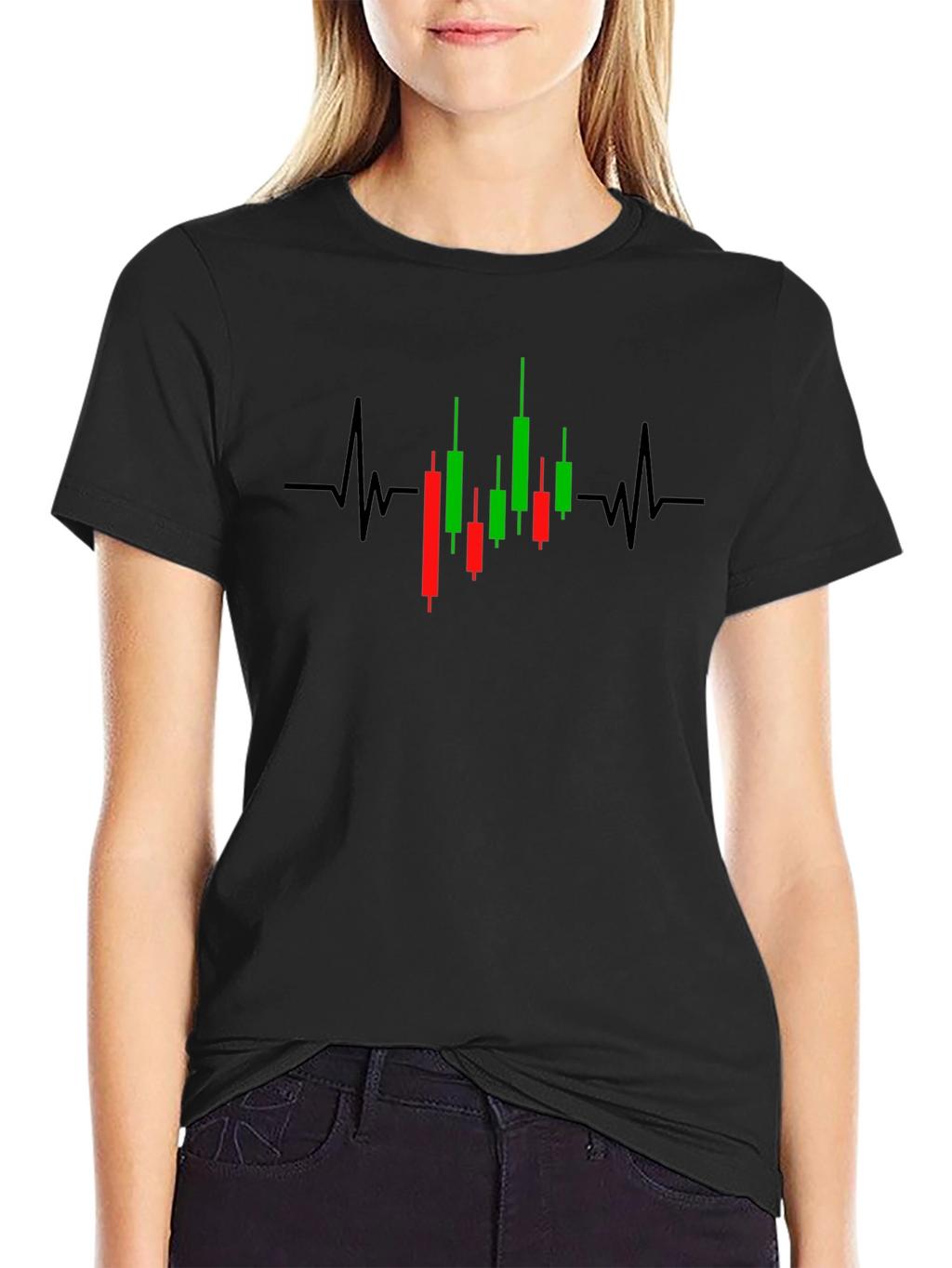 Traders Heartbeat: Black T-Shirt with Stock Chart Design
