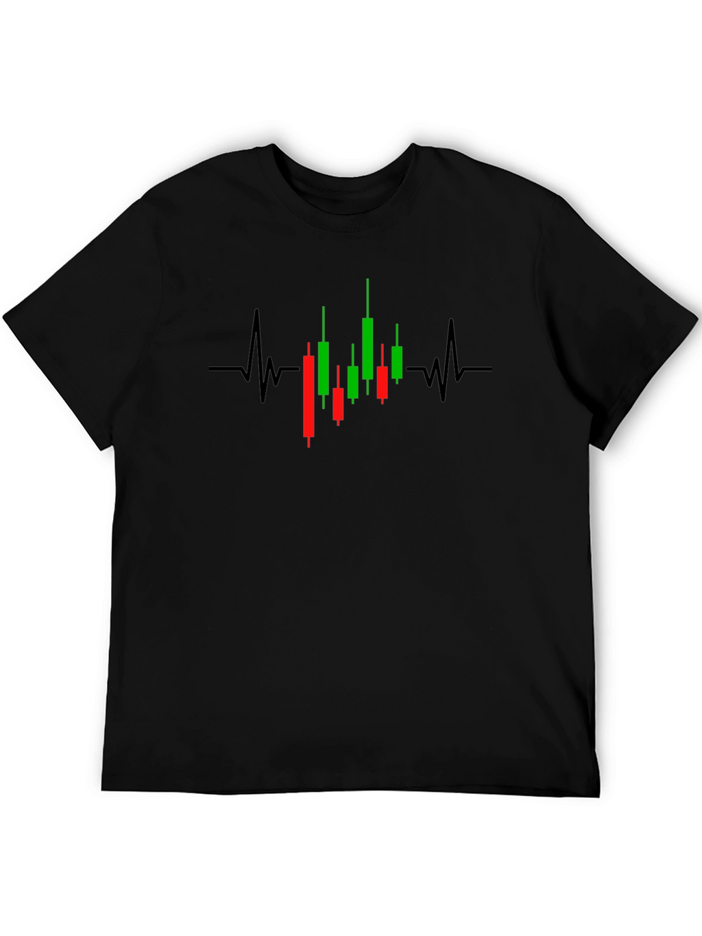 Traders Heartbeat: Black T-Shirt with Stock Chart Design