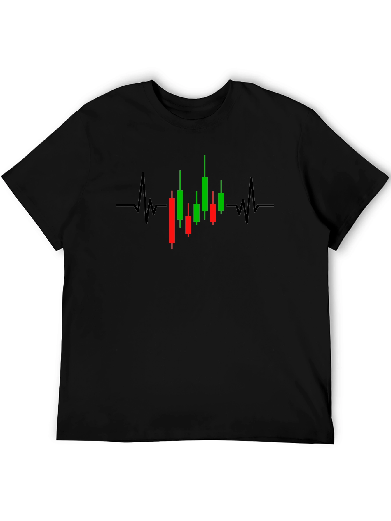 Traders Heartbeat: Black T-Shirt with Stock Chart Design