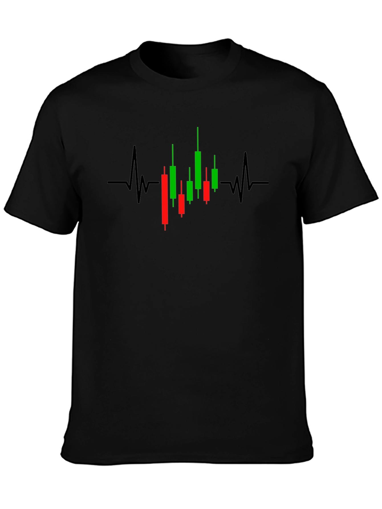 Traders Heartbeat: Black T-Shirt with Stock Chart Design