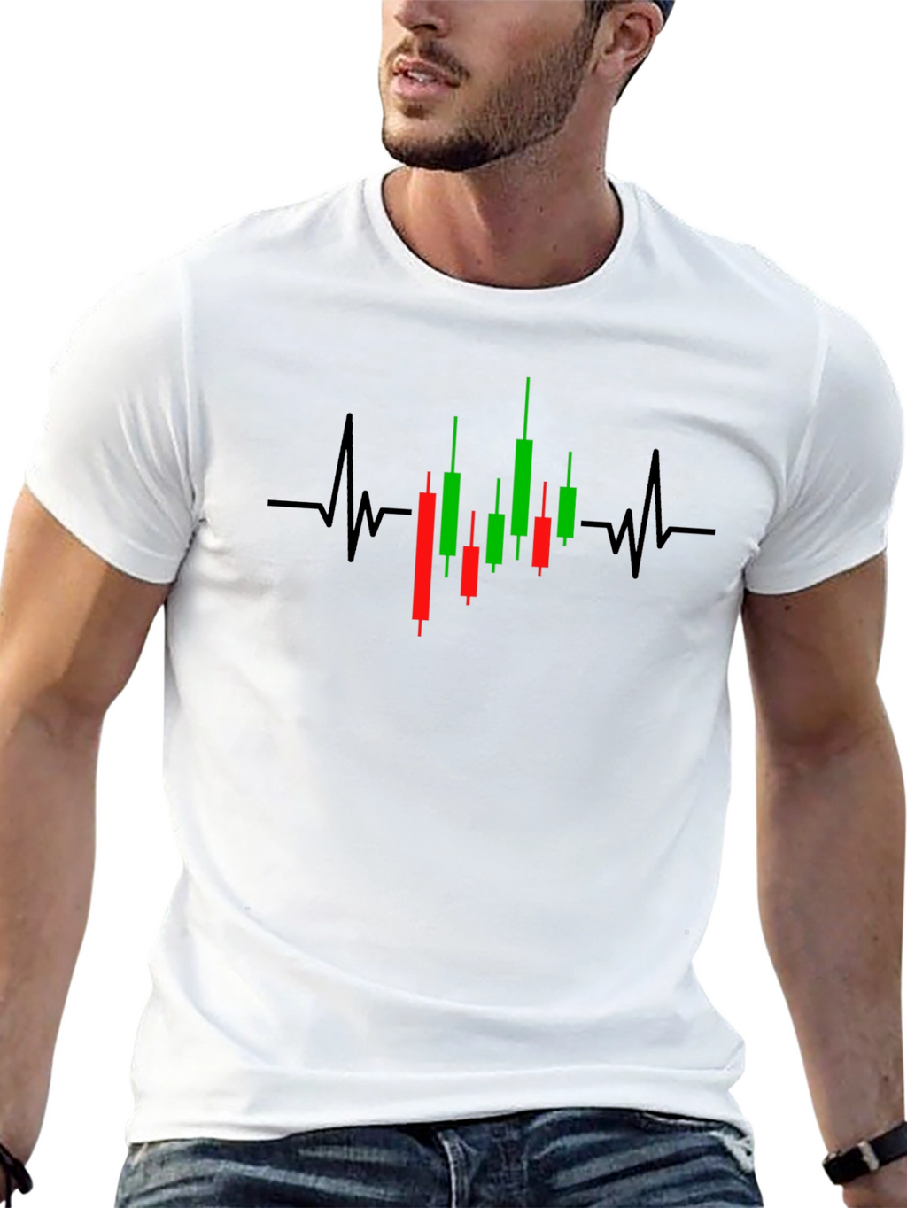 Traders Heartbeat: Black T-Shirt with Stock Chart Design