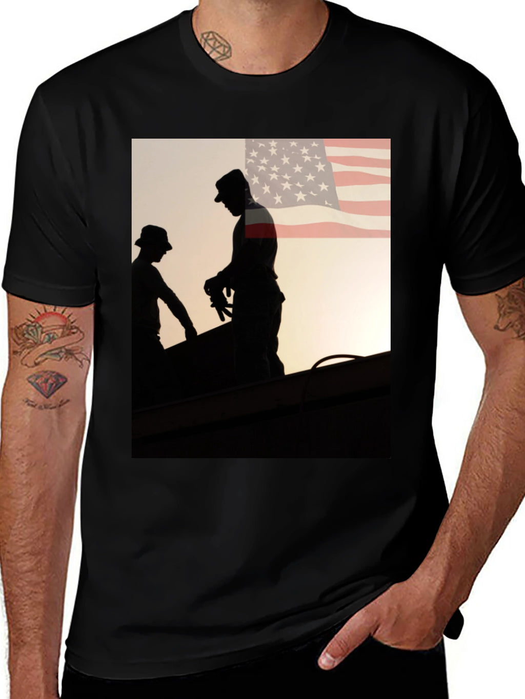 Mens Graphic Tee - American Roofer Silhouette