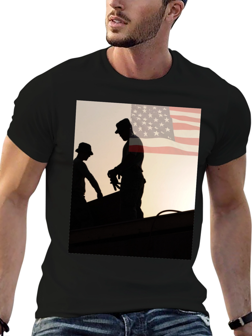 Mens Graphic Tee - American Roofer Silhouette