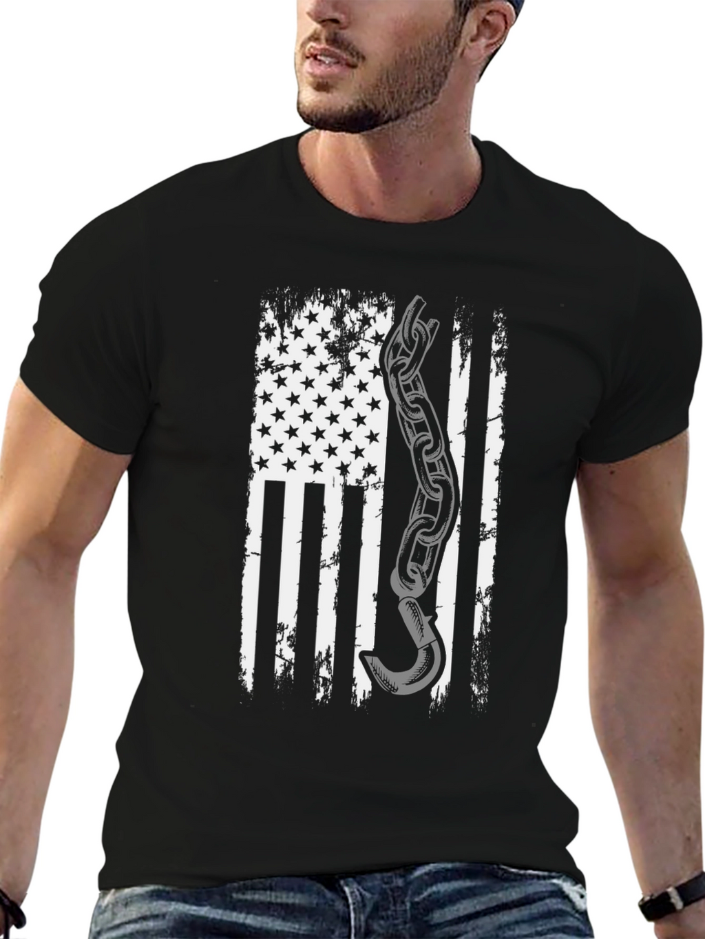 American Flag Tow Truck Driver T-Shirt