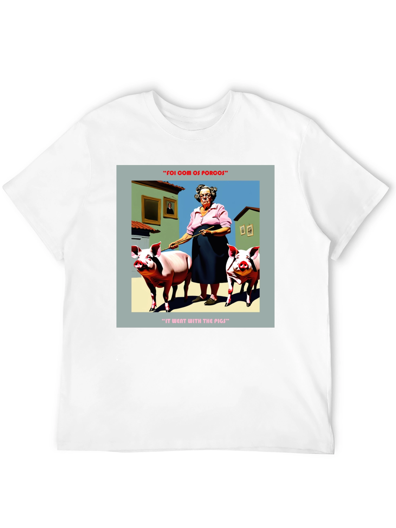 Humorous Went With The Pigs Graphic Tee