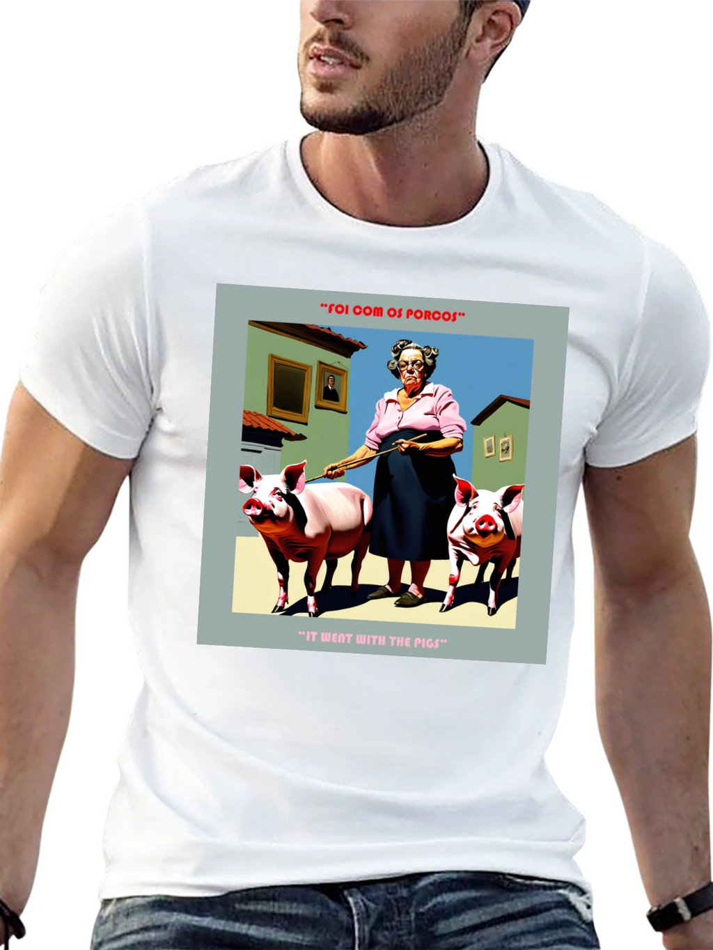 Humorous Went With The Pigs Graphic Tee