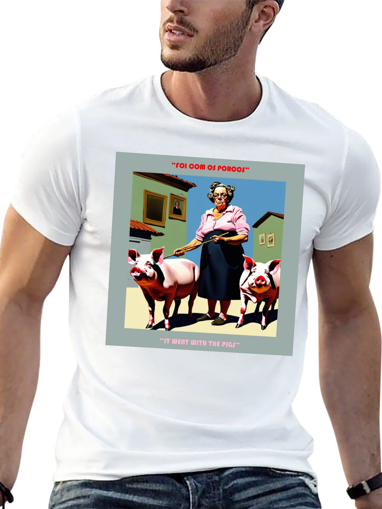 Humorous Went With The Pigs Graphic Tee