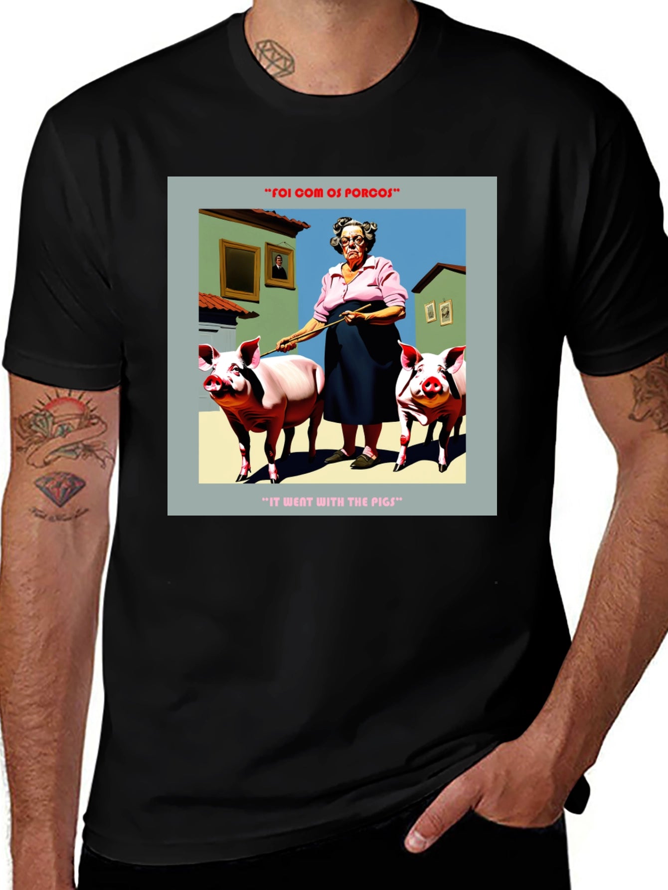 Humorous Went With The Pigs Graphic Tee