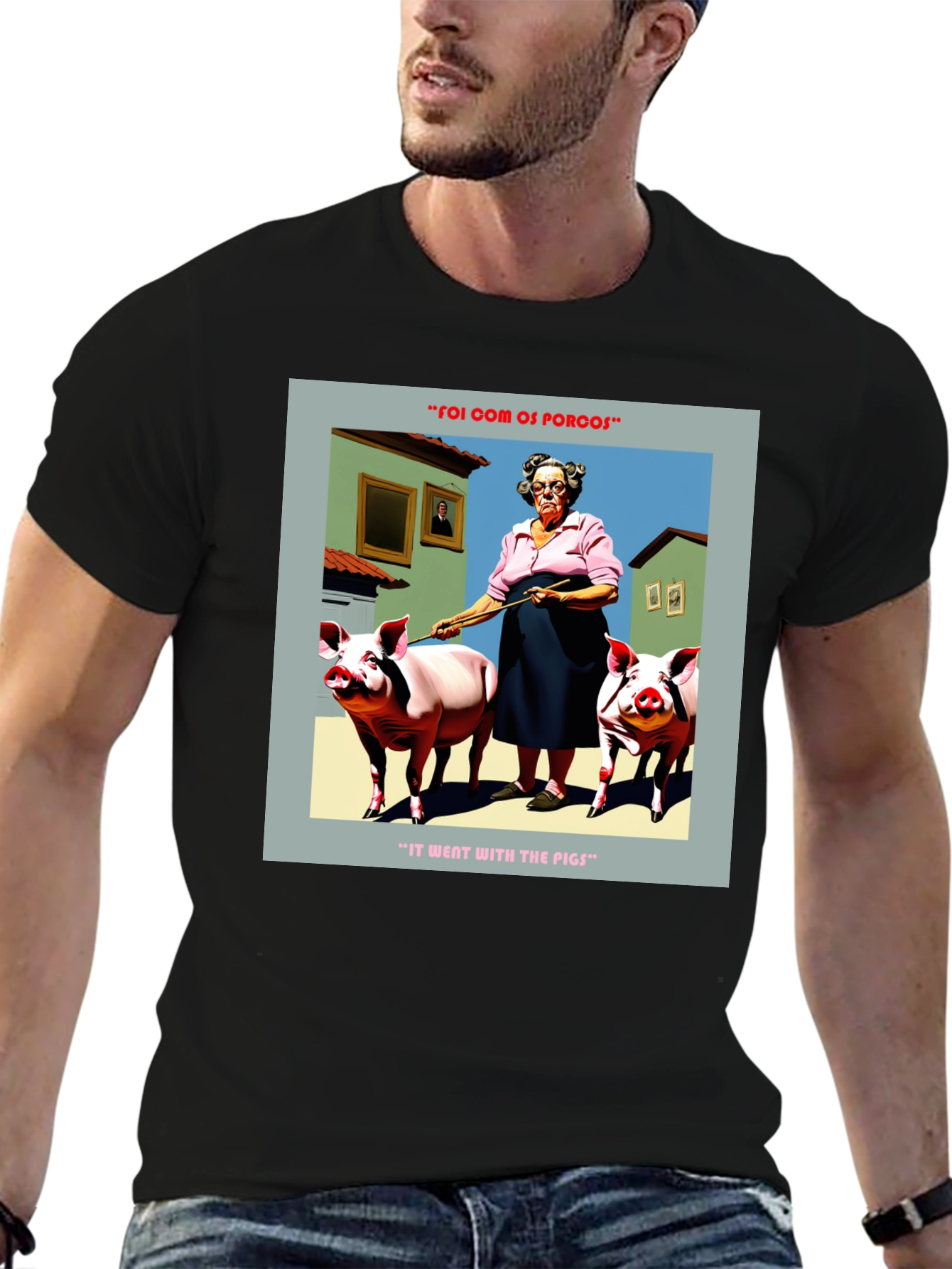Humorous Went With The Pigs Graphic Tee