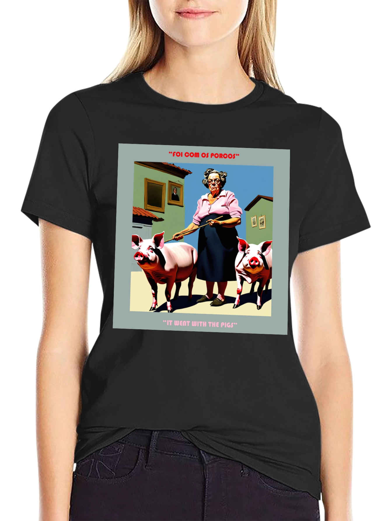 Humorous Went With The Pigs Graphic Tee