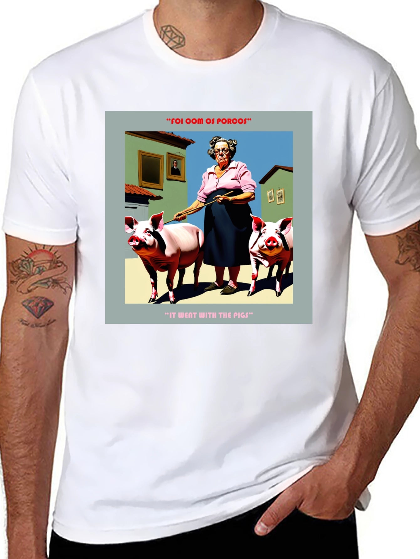 Humorous Went With The Pigs Graphic Tee