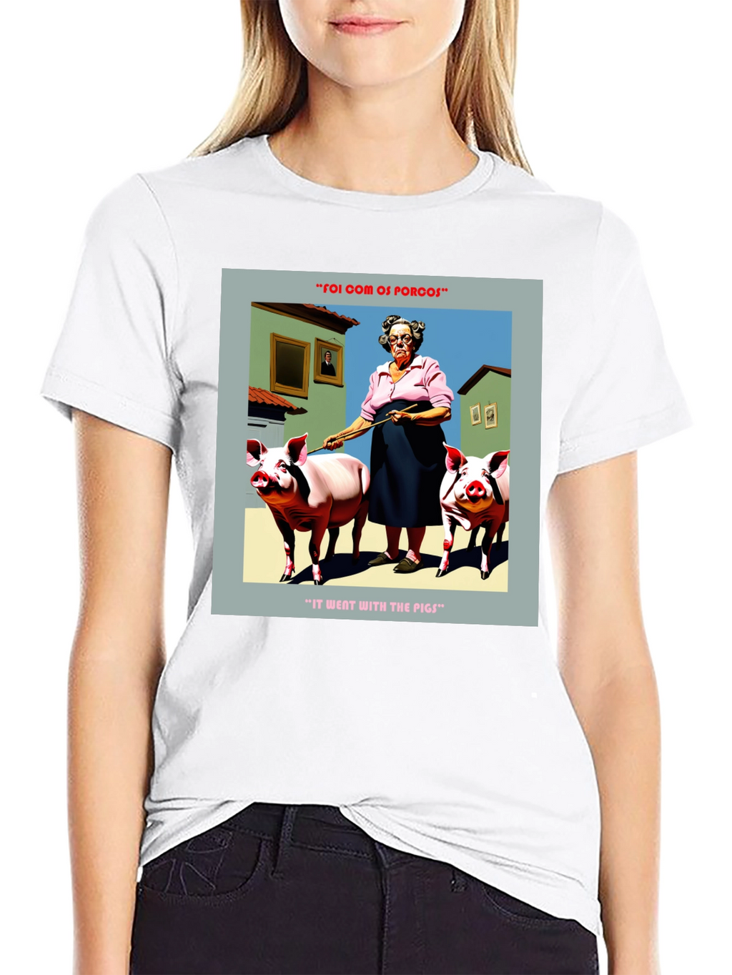Humorous Went With The Pigs Graphic Tee