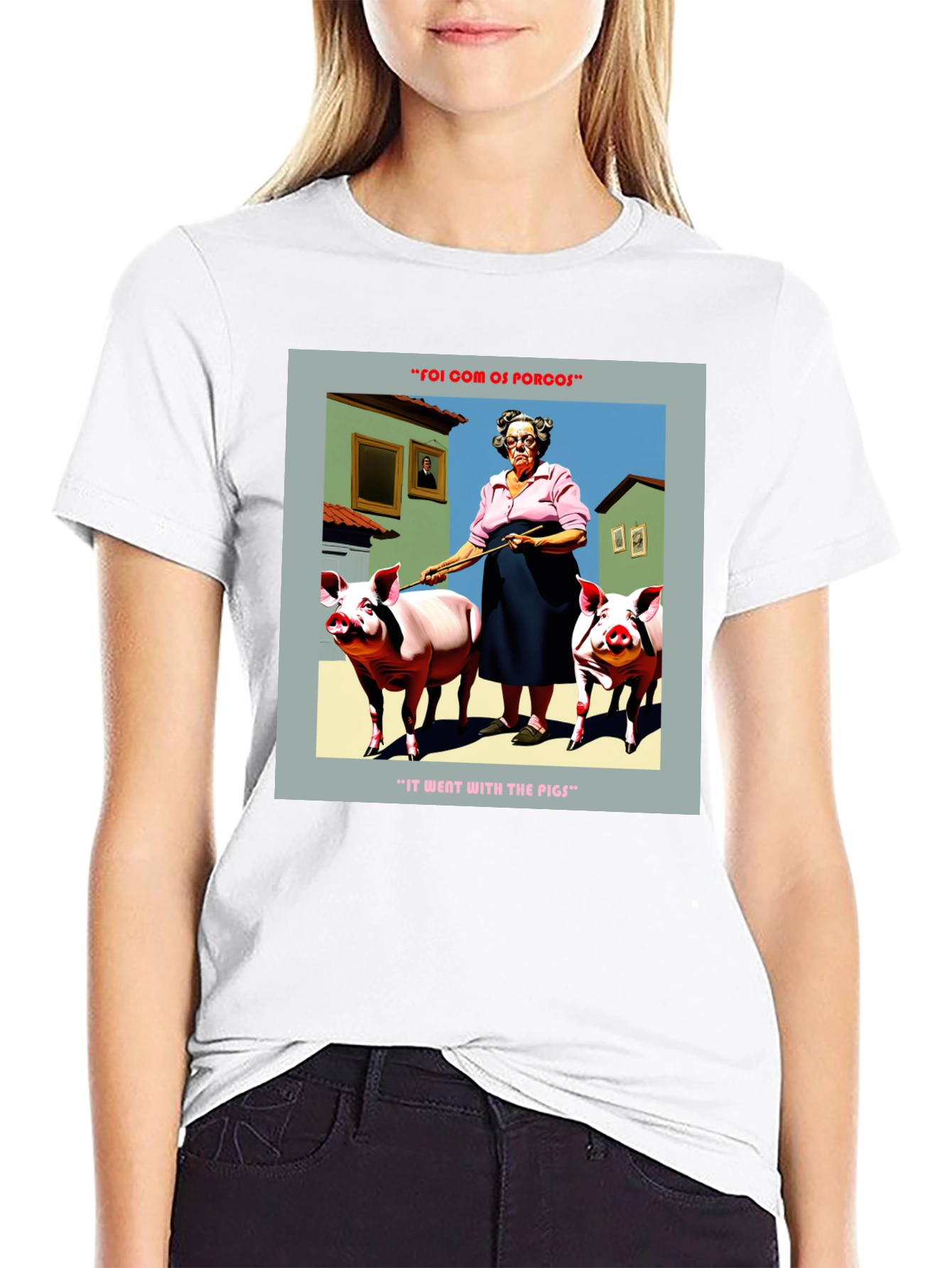Humorous Went With The Pigs Graphic Tee
