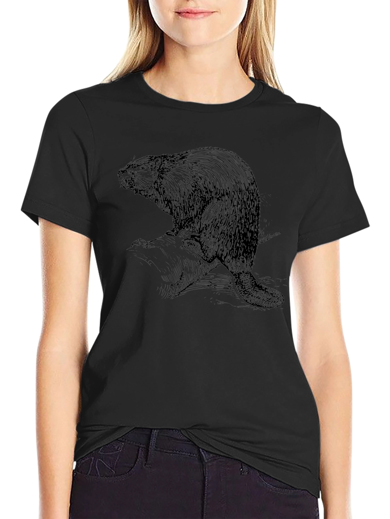 Vintage Beaver Graphic Tee - Soft Cotton Blend