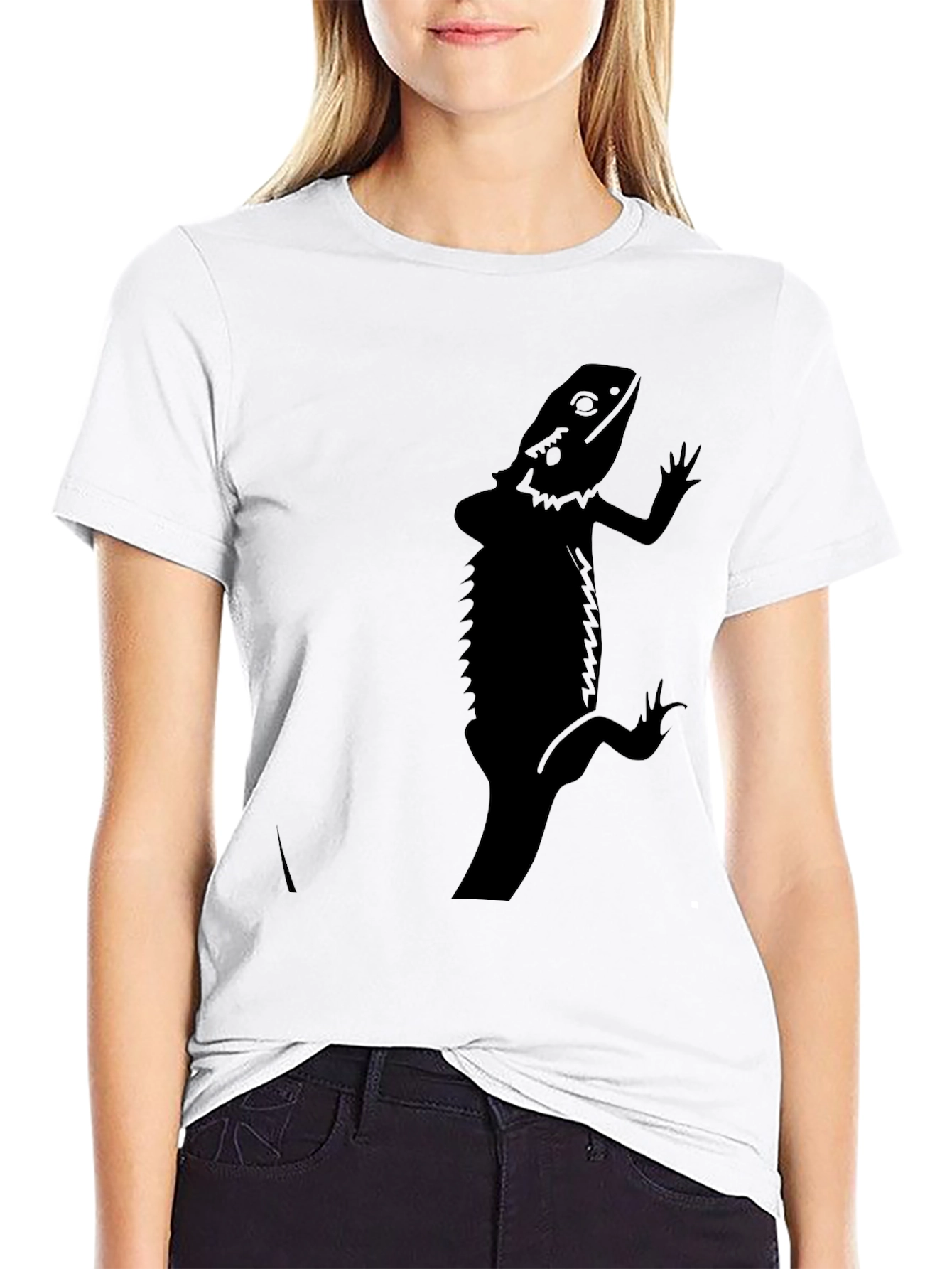 Mens Black Bearded Dragon Graphic T-Shirt