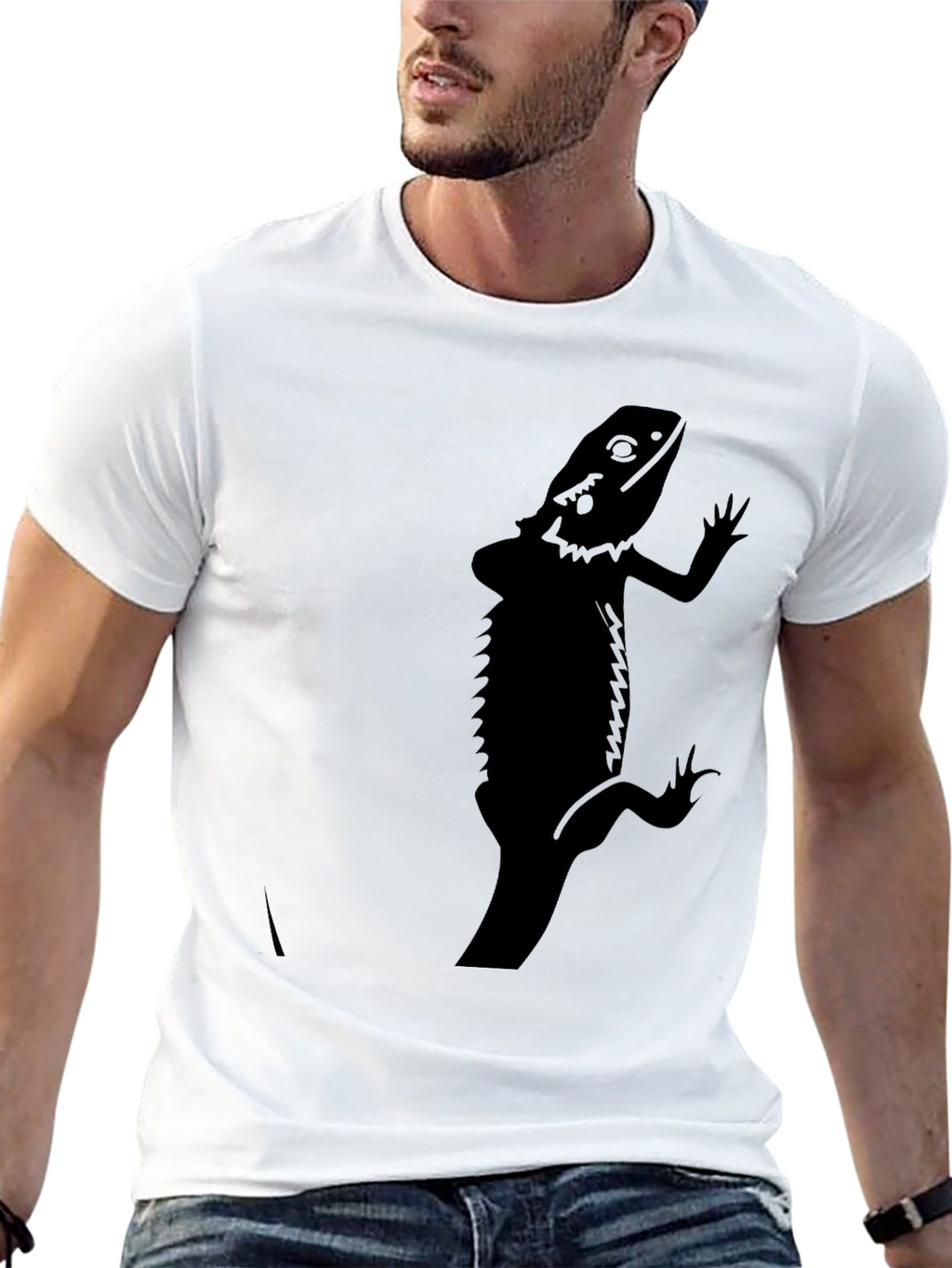 Mens Black Bearded Dragon Graphic T-Shirt