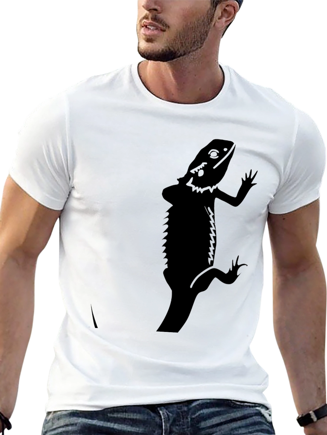 Mens Black Bearded Dragon Graphic T-Shirt