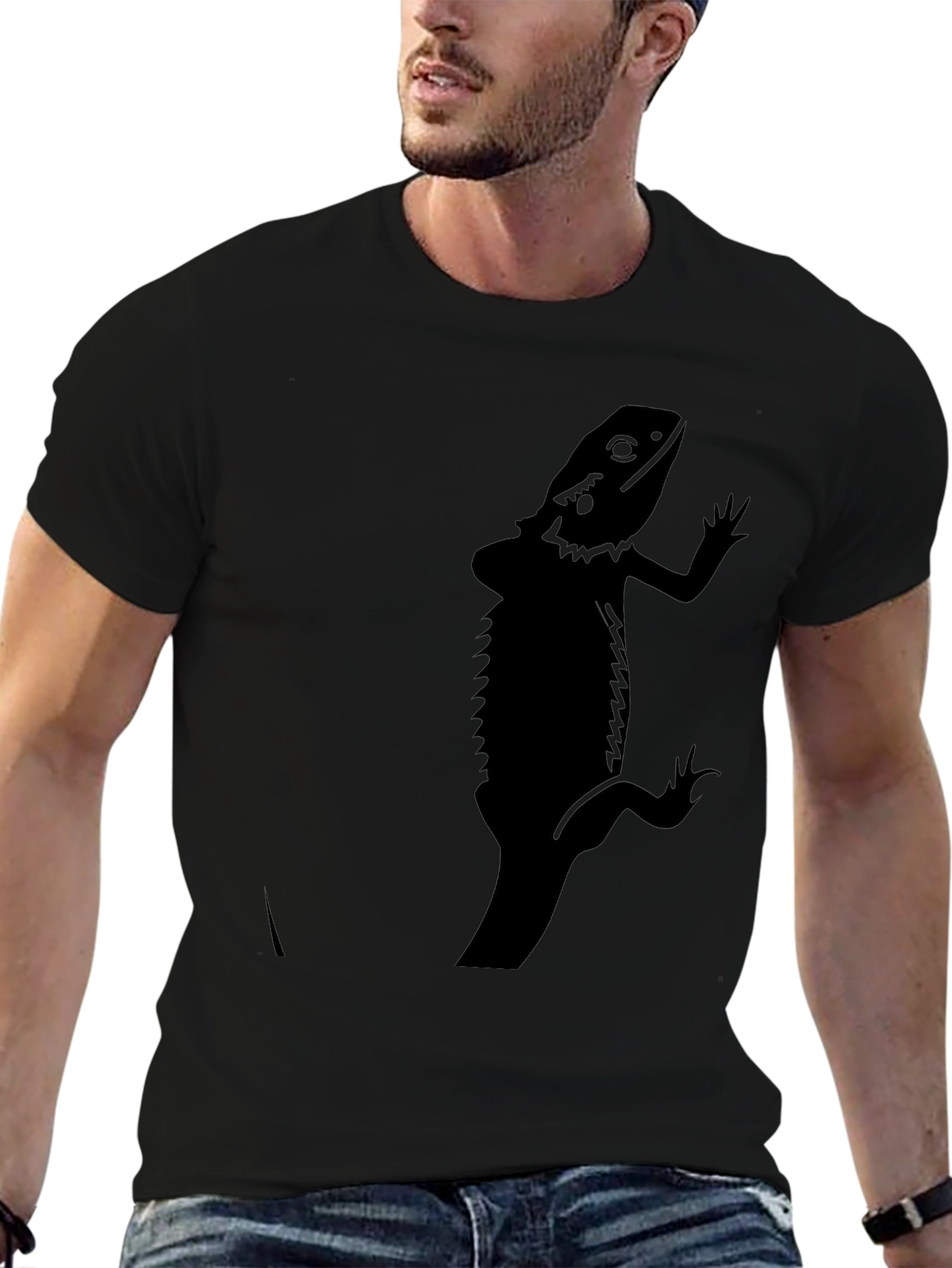 Mens Black Bearded Dragon Graphic T-Shirt