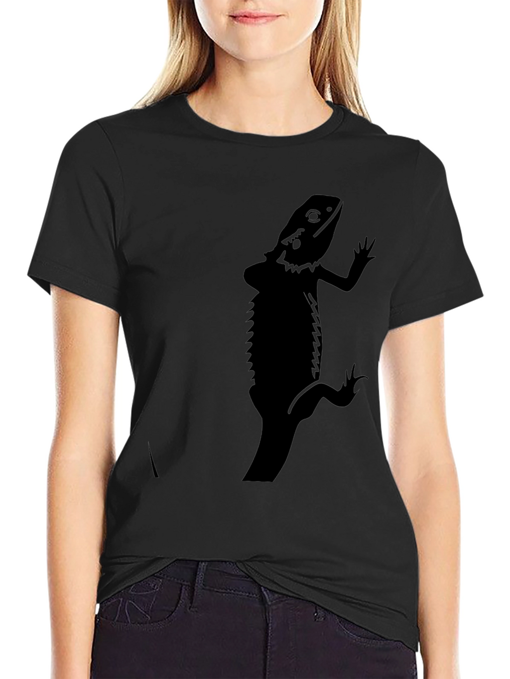 Mens Black Bearded Dragon Graphic T-Shirt