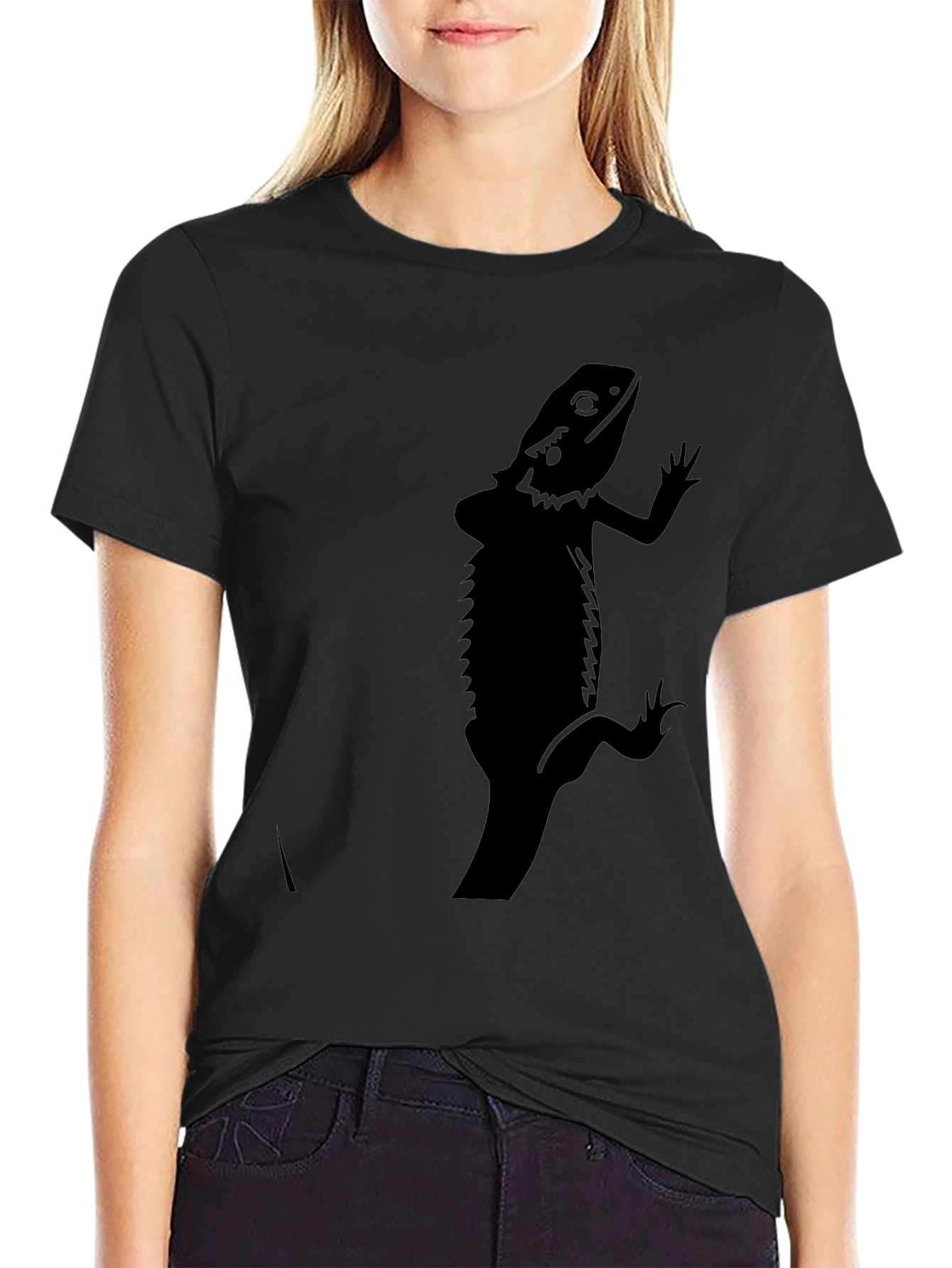 Mens Black Bearded Dragon Graphic T-Shirt