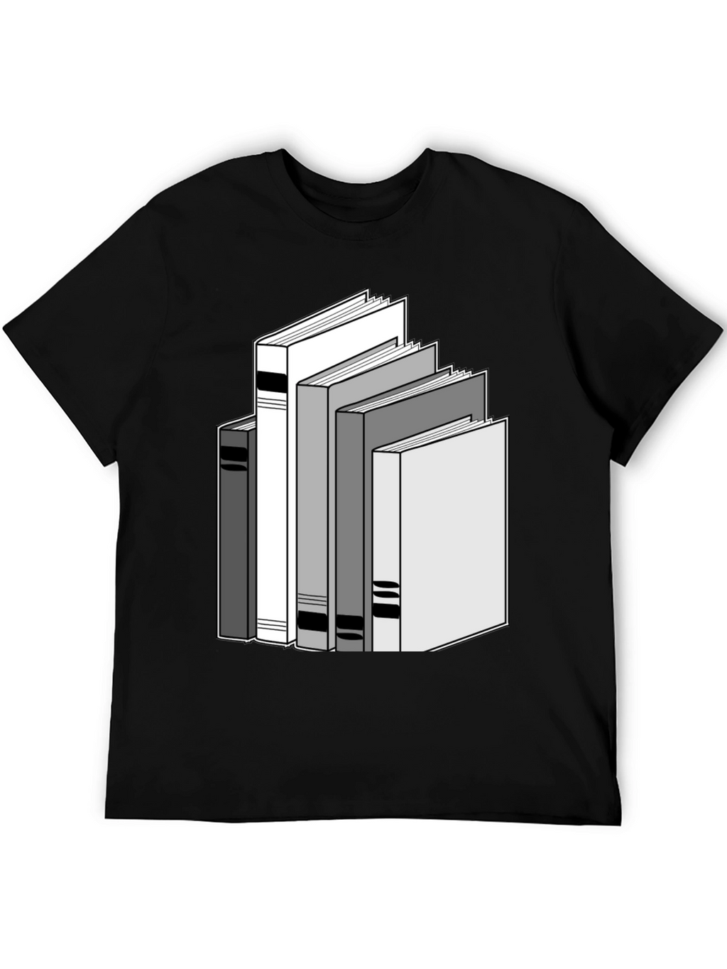 Stacked Books Graphic Tee - Black Cotton T-Shirt