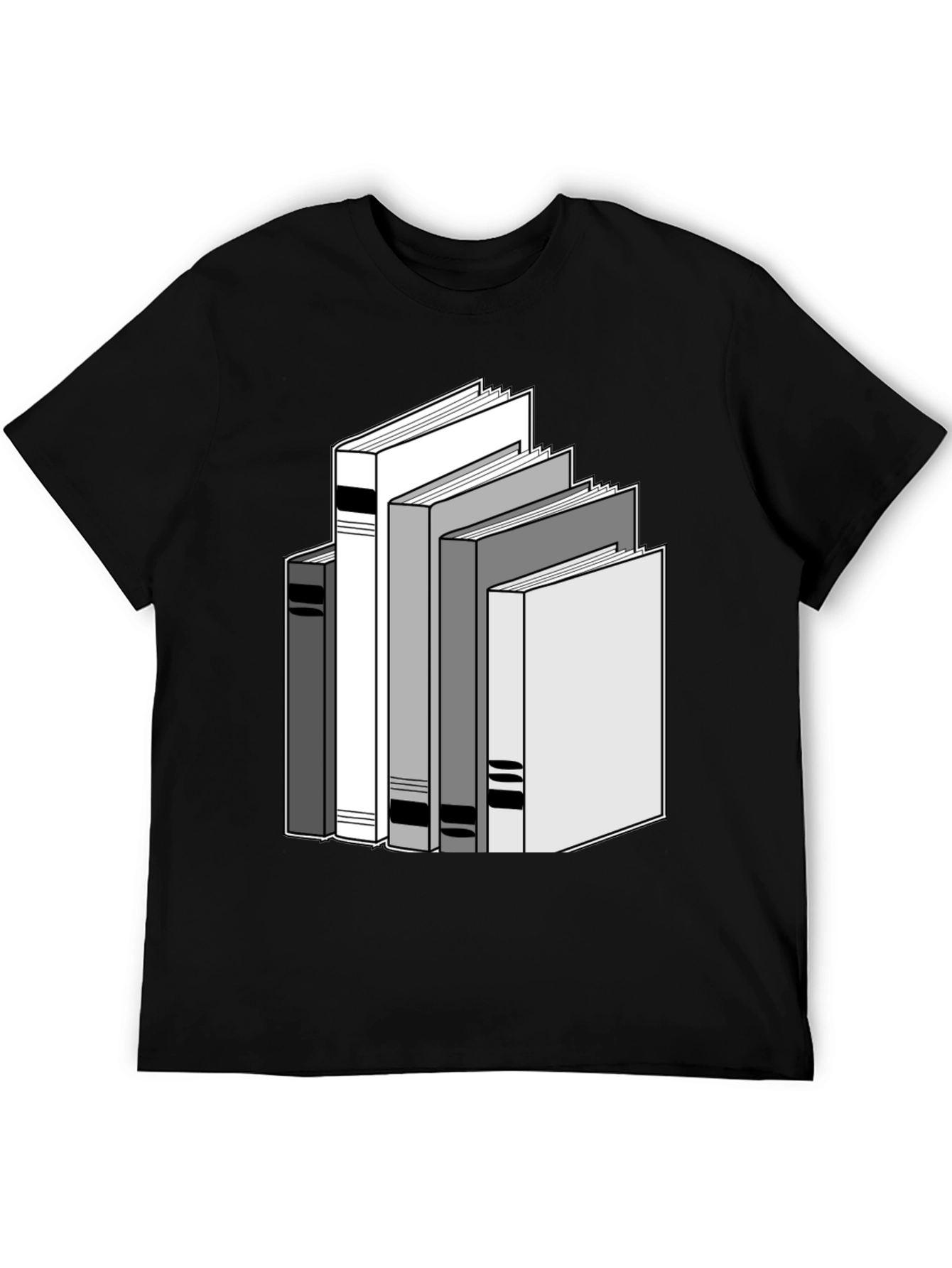 Stacked Books Graphic Tee - Black Cotton T-Shirt