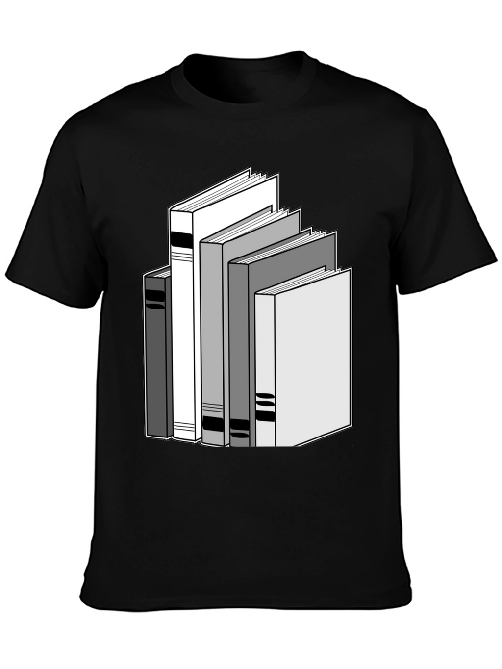 Stacked Books Graphic Tee - Black Cotton T-Shirt