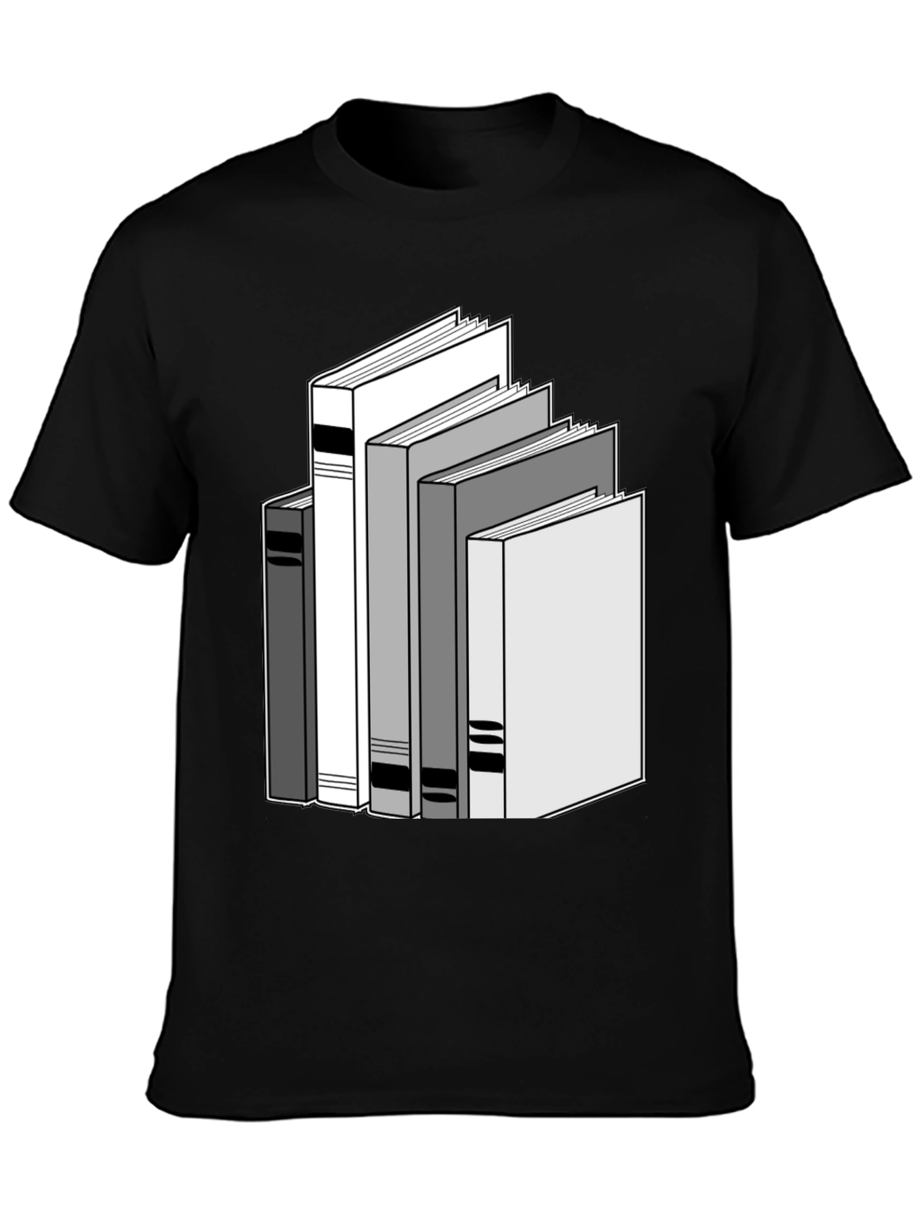 Stacked Books Graphic Tee - Black Cotton T-Shirt