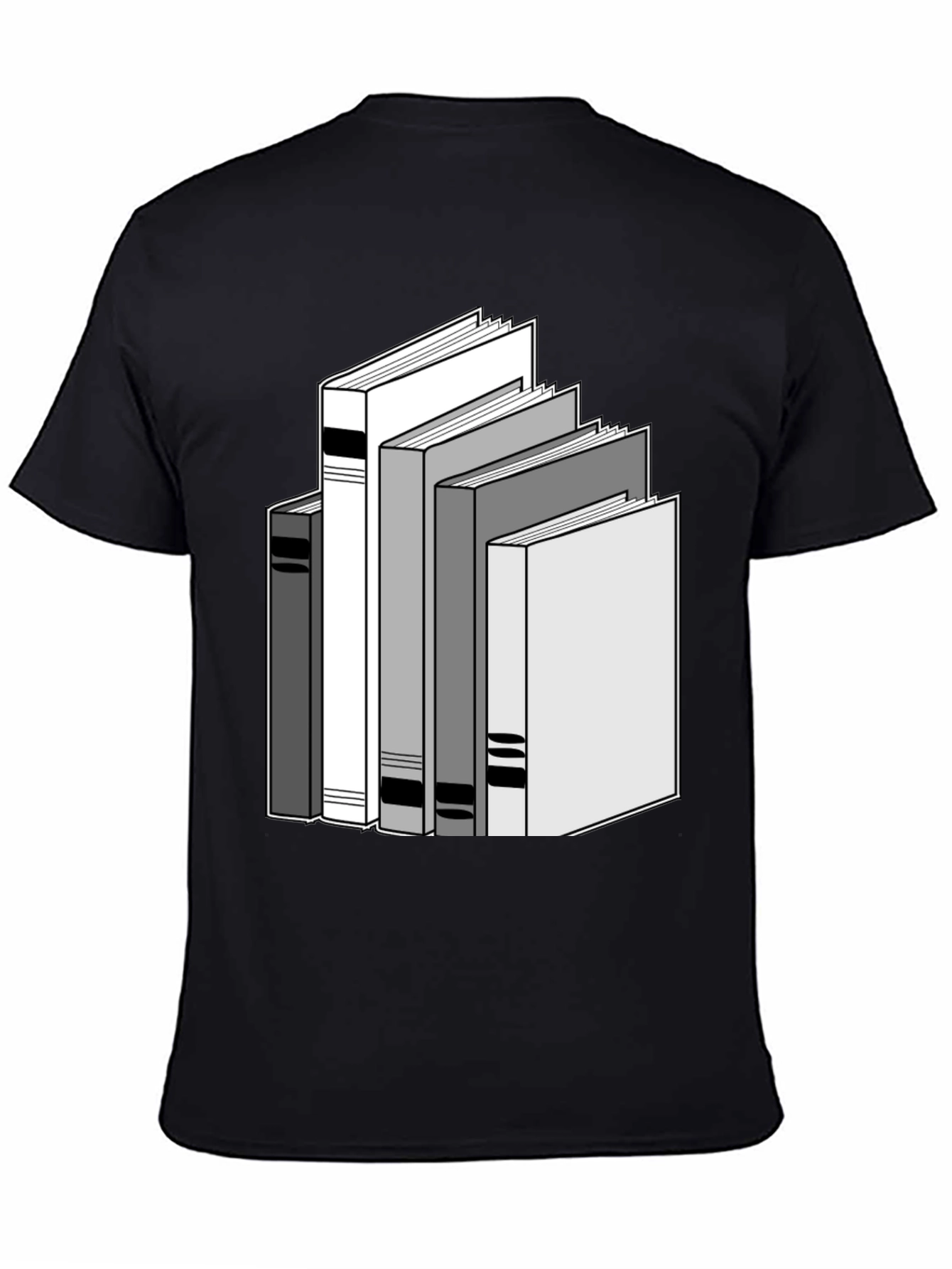 Stacked Books Graphic Tee - Black Cotton T-Shirt