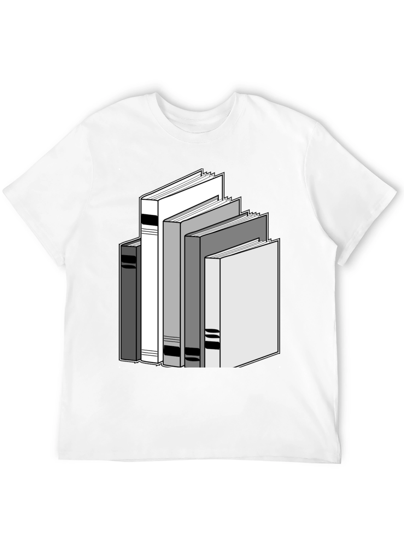 Stacked Books Graphic Tee - Black Cotton T-Shirt