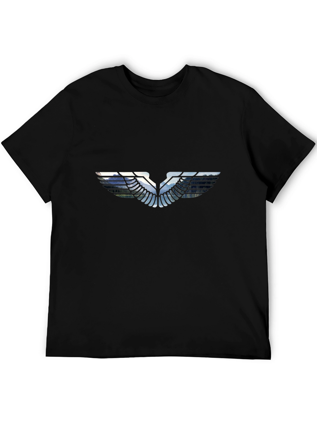 Black T-Shirt with Graphic Wing Design